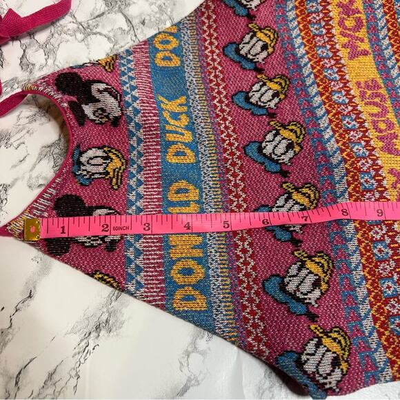 NWT Zara Disney Dress Halter Tank Stretch Mini Mickey Mouse Donald Duck - Picture 4 of 9